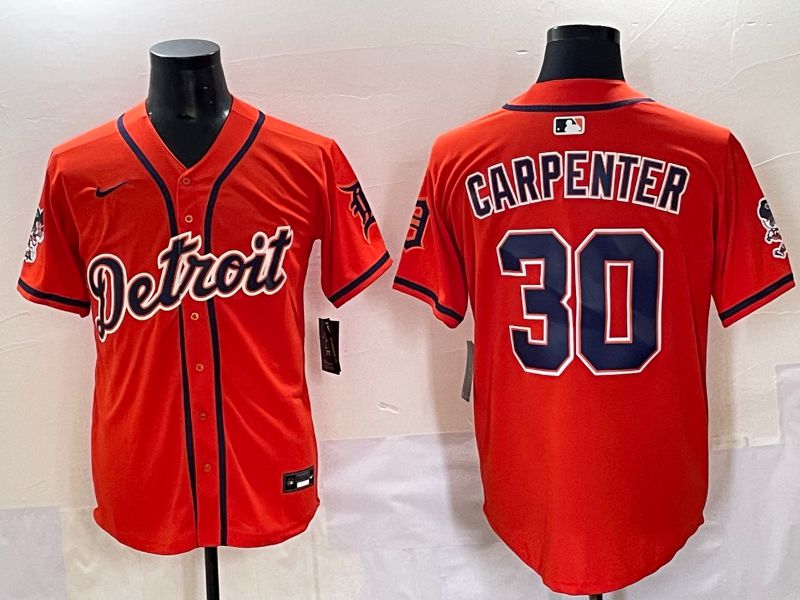Men 2025 Detroit Tigers 30 Carpenter Orange Fashion Nike MLB Jersey style 7151